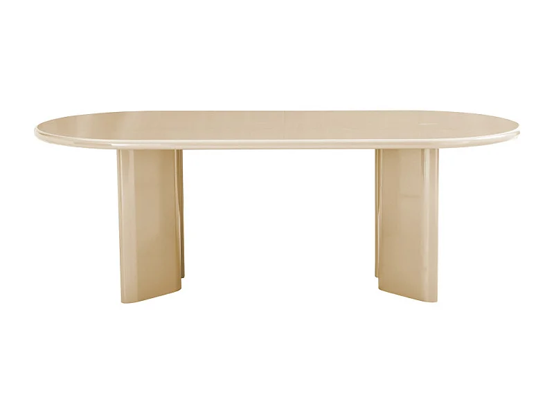 Glossi - Table à manger 6 personnes ovale en bois laqué - Beige