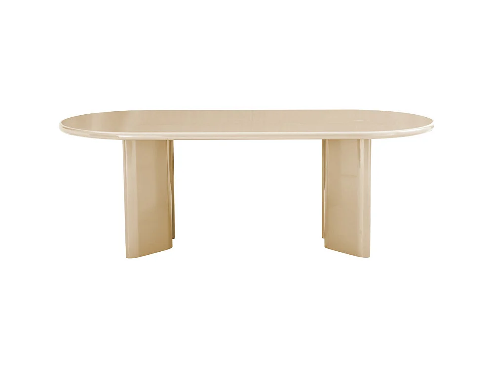 Glossi - Table à manger 6 personnes ovale en bois laqué - Beige