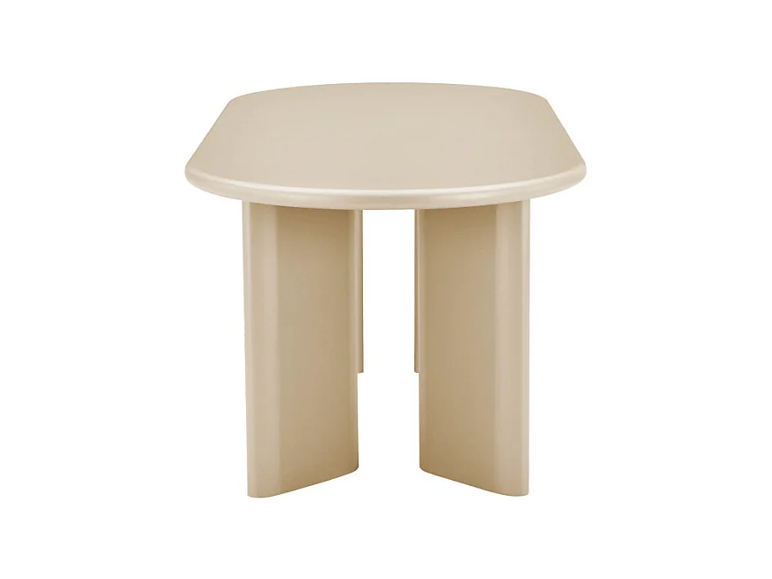 Glossi - Table à manger 6 personnes ovale en bois laqué - Beige