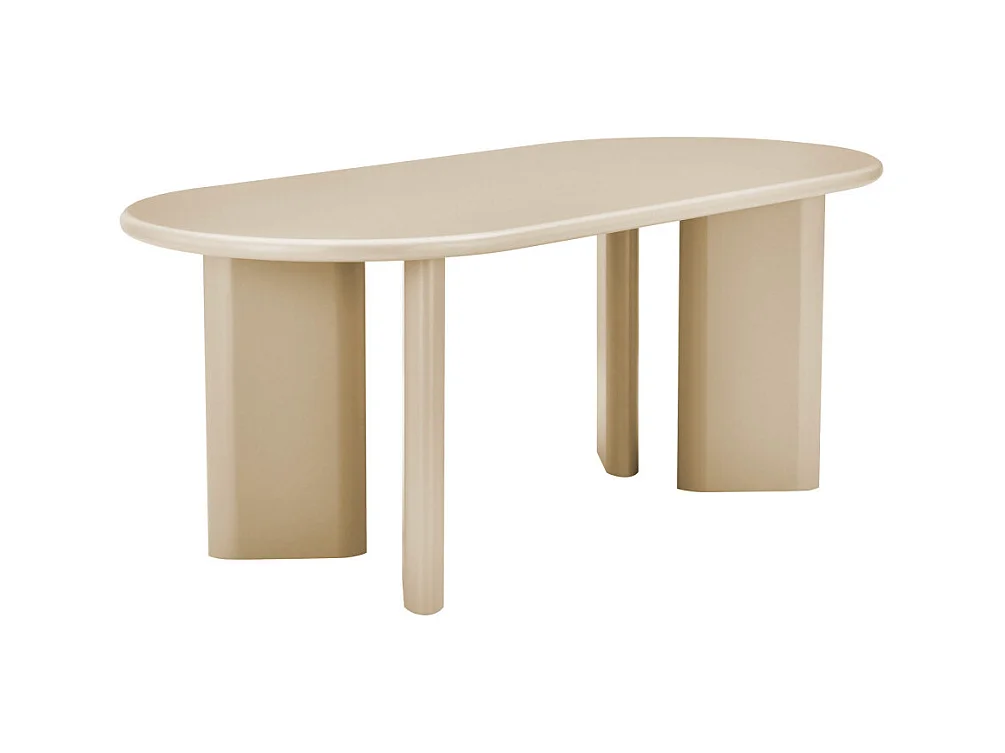 Glossi - Table à manger 6 personnes ovale en bois laqué - Beige