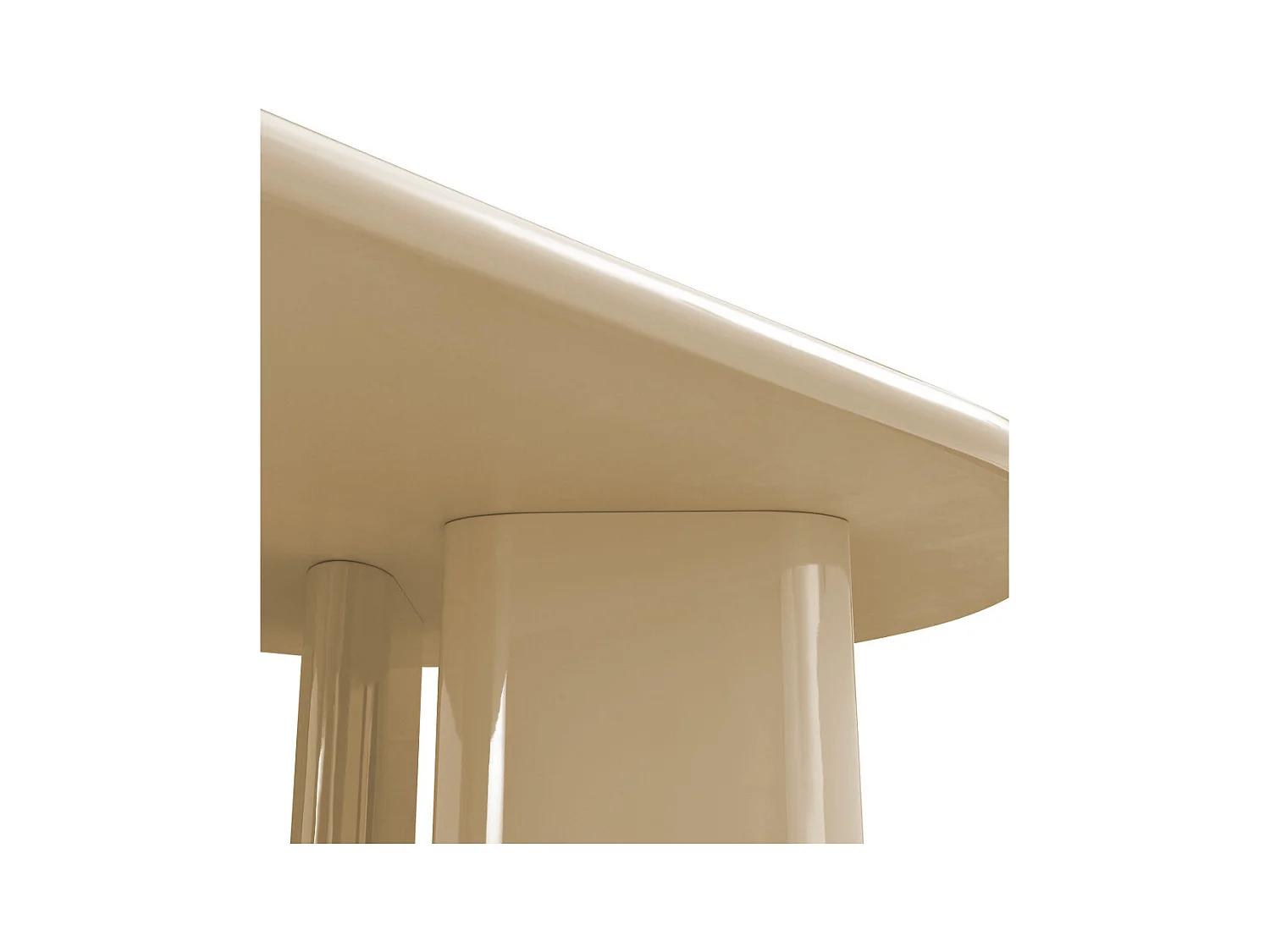 Glossi - Table à manger 6 personnes ovale en bois laqué - Beige