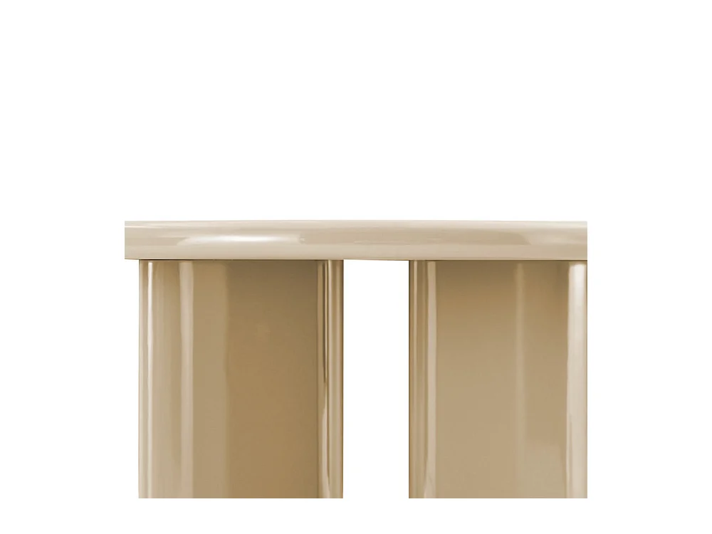 Glossi - Table à manger 6 personnes ovale en bois laqué - Beige