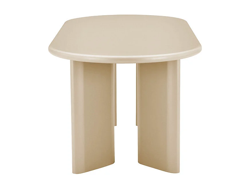 Glossi - Table à manger 6 personnes ovale en bois laqué - Grège