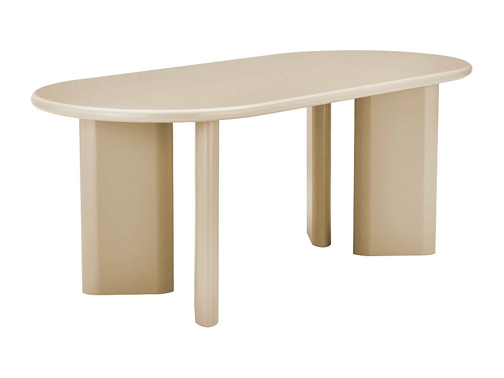 Glossi - Table à manger 6 personnes ovale en bois laqué - Grège