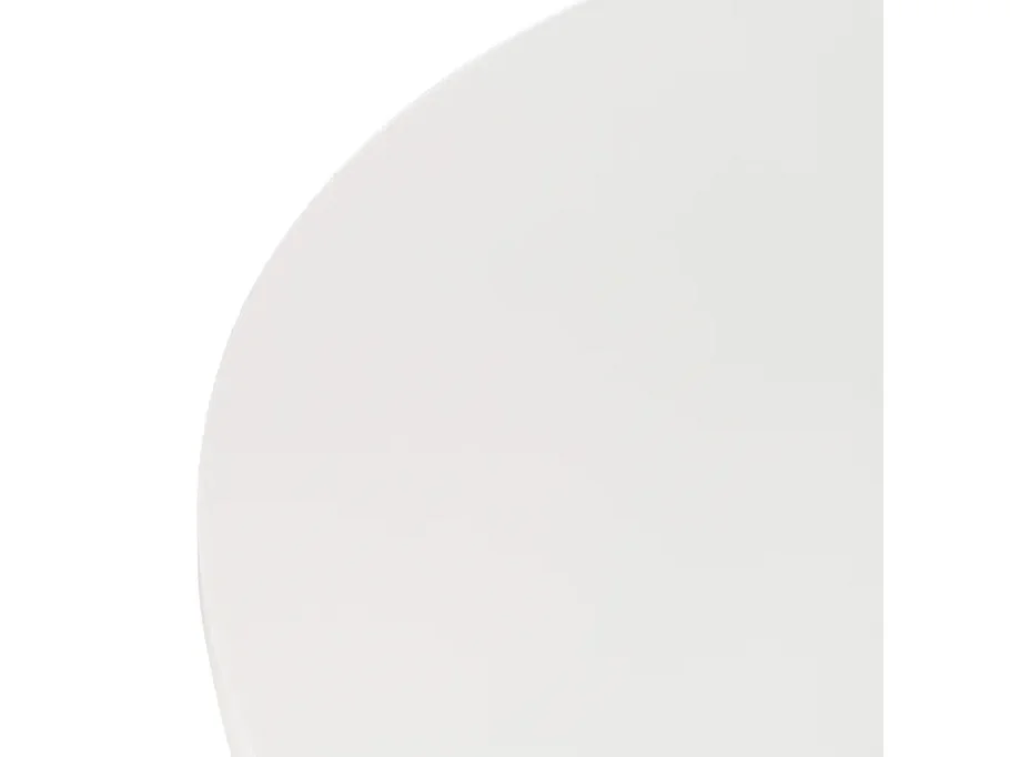 Table à manger ronde 120 cm blanche avec pieds métal style bois ROMANCE