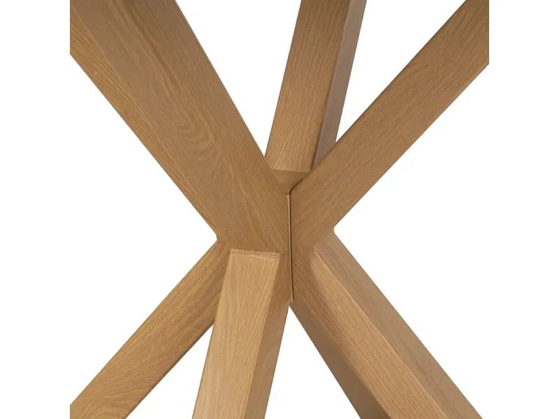 Table à manger ronde 120 cm blanche avec pieds métal style bois ROMANCE