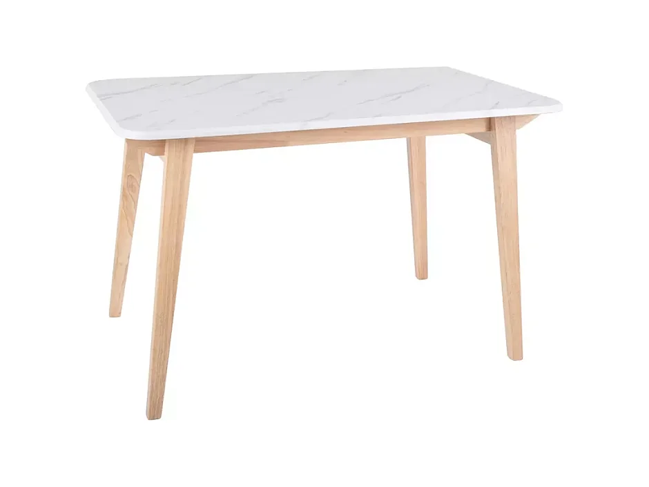 Table rectangulaire 120 cm marbre blanc et bois chêne NORDICAZ