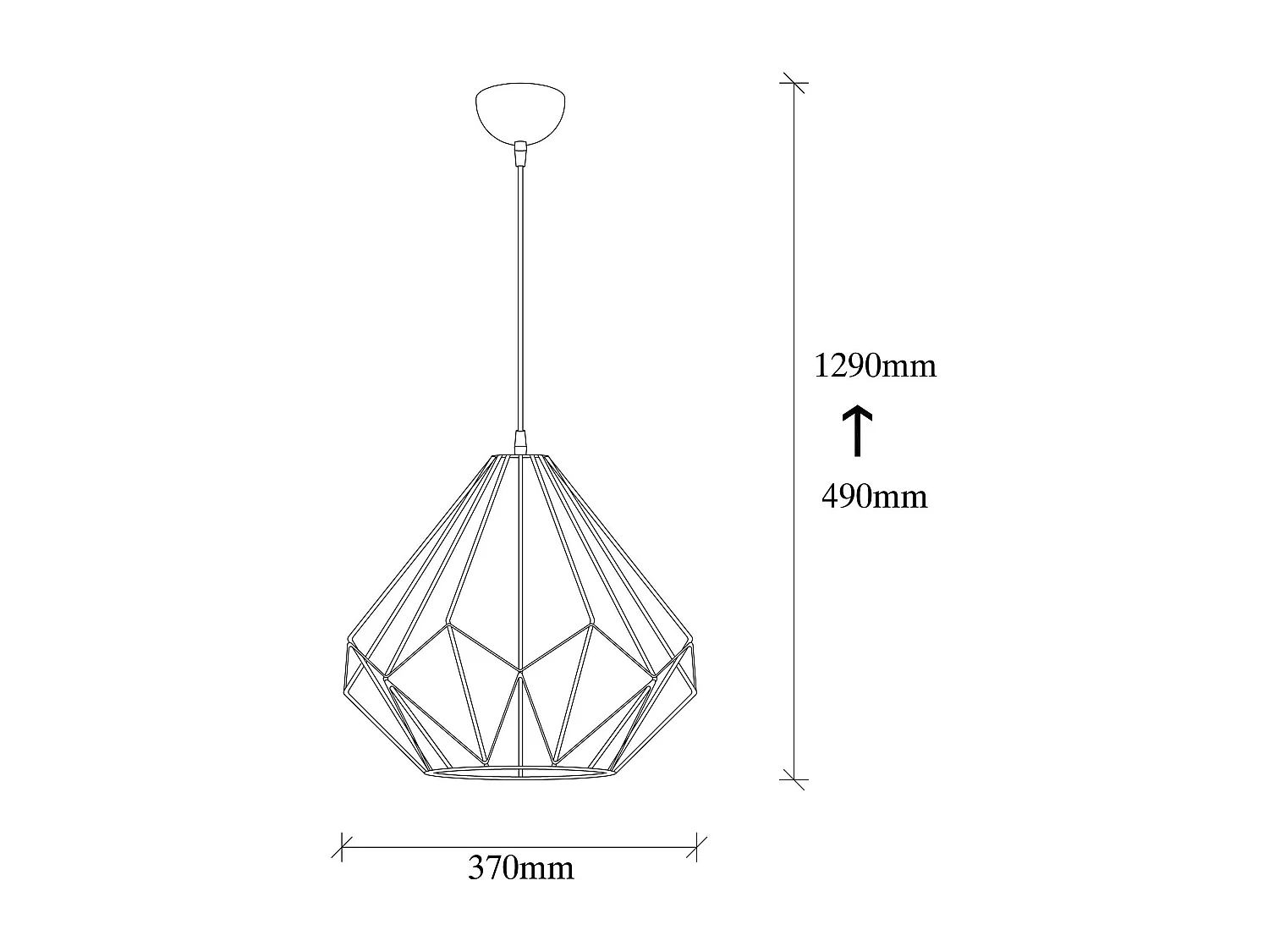 Suspension filaire noire style diamant graphique SINOP