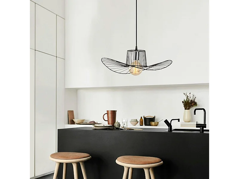 Suspension design noire métal filaire forme ondulée SINOP