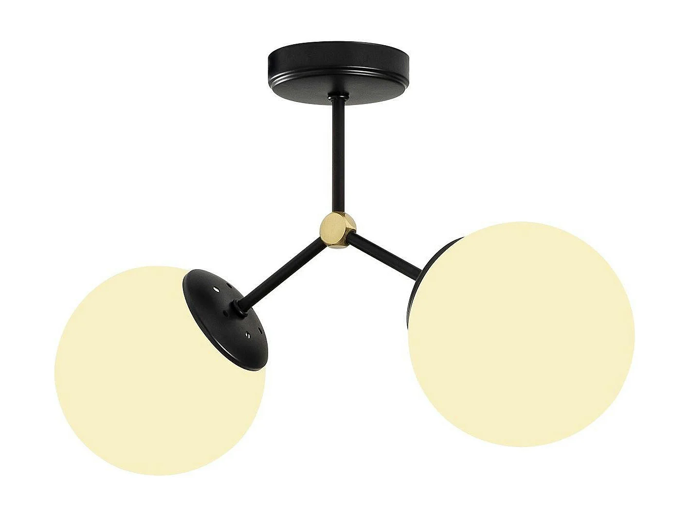 Plafonnier design métal noir 2 globes verre dépoli SIERRE