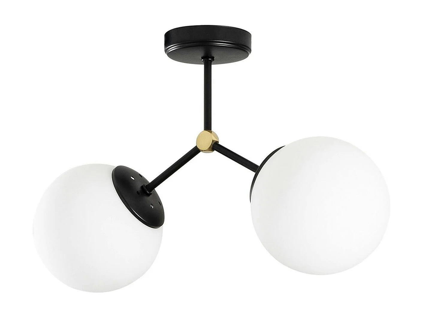 Plafonnier design métal noir 2 globes verre dépoli SIERRE