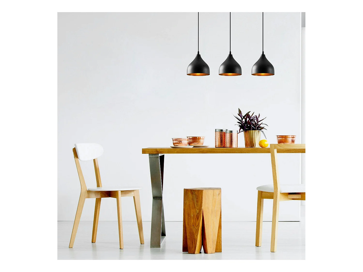 Suspension cuisine noire 3 abat-jour alvéolés SILE