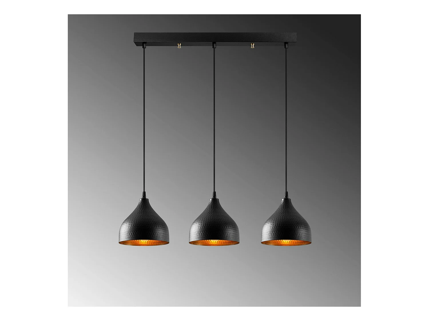 Suspension cuisine noire 3 abat-jour alvéolés SILE