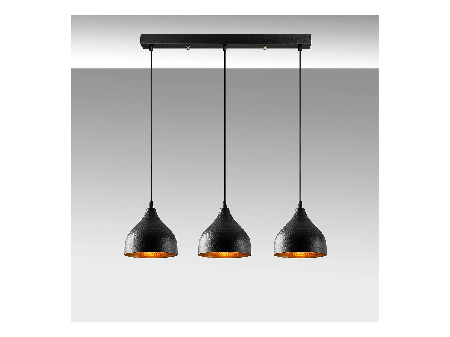 Suspension cuisine noire 3 abat-jour alvéolés SILE