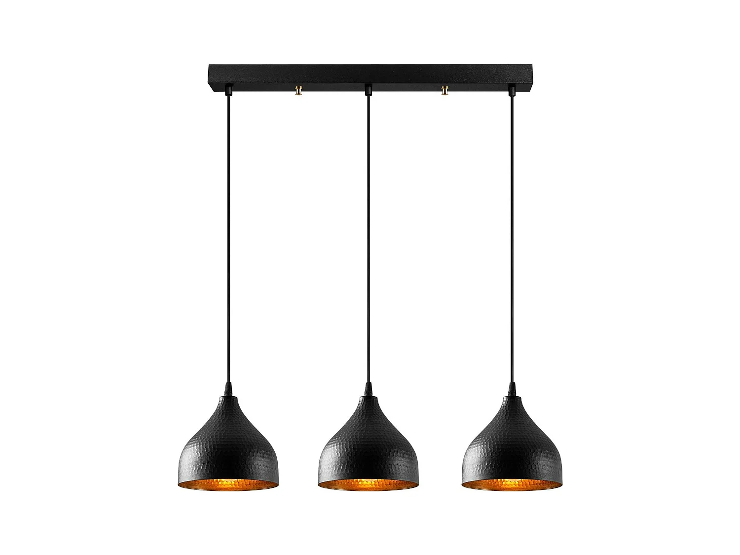 Suspension cuisine noire 3 abat-jour alvéolés SILE