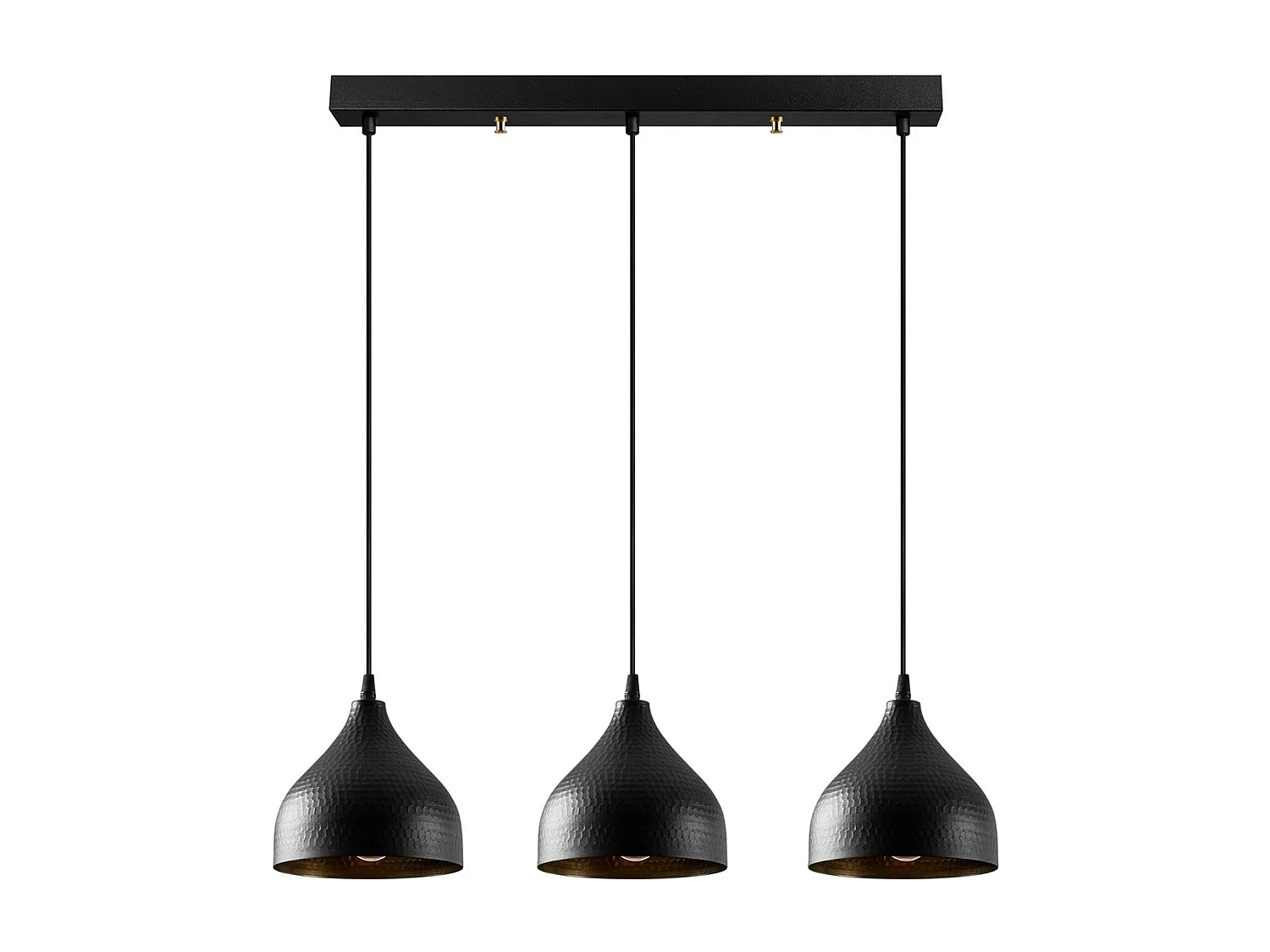 Suspension cuisine noire 3 abat-jour alvéolés SILE