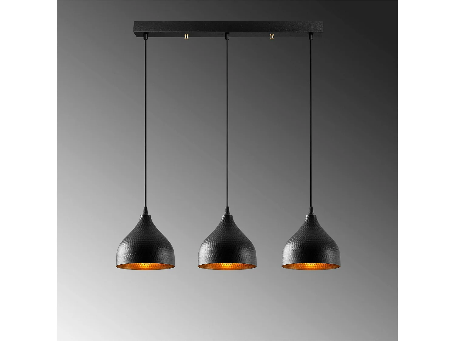 Suspension cuisine noire 3 abat-jour alvéolés SILE
