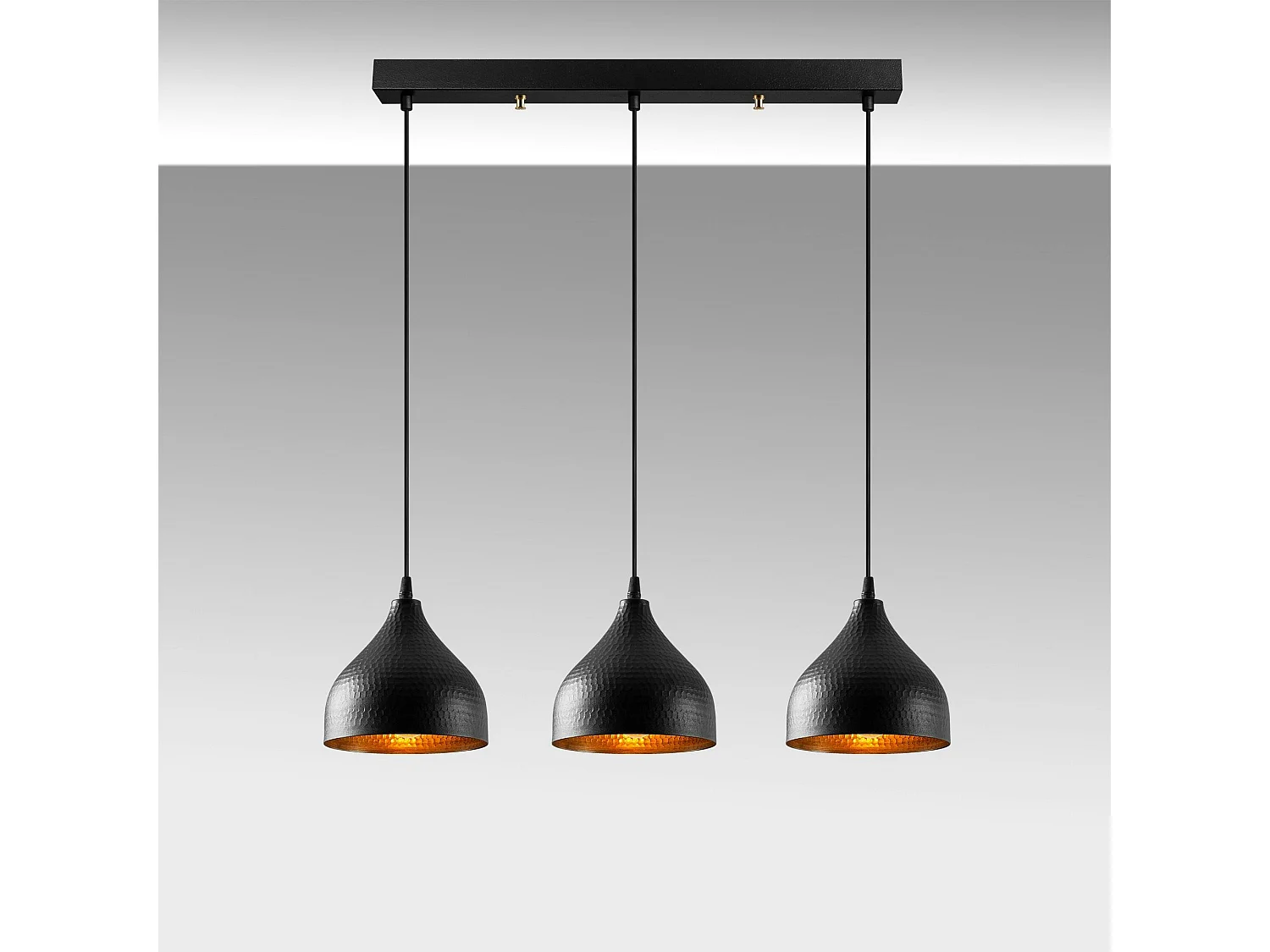 Suspension cuisine noire 3 abat-jour alvéolés SILE