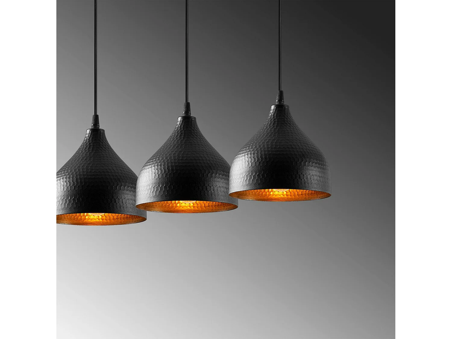 Suspension cuisine noire 3 abat-jour alvéolés SILE