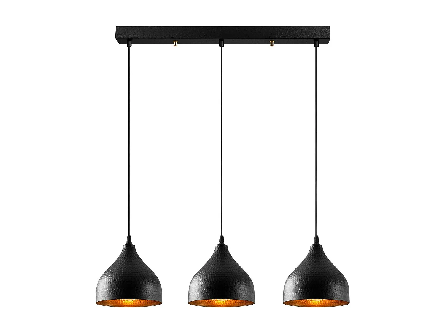 Suspension cuisine noire 3 abat-jour alvéolés SILE