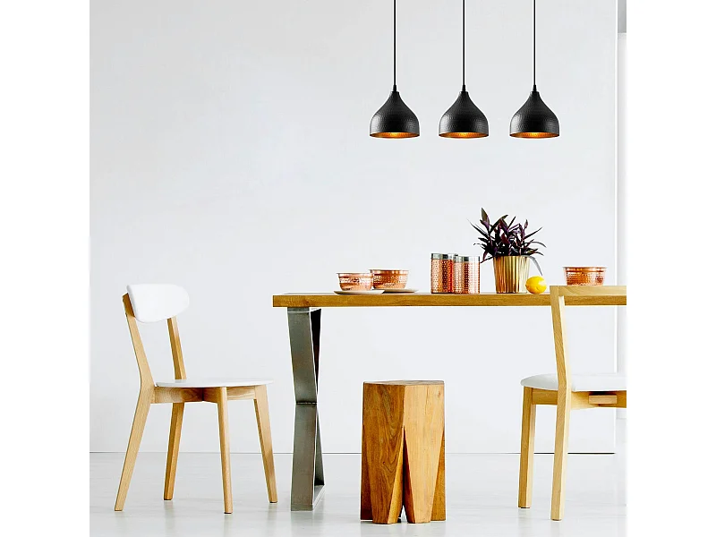 Suspension cuisine noire 3 abat-jour alvéolés SILE