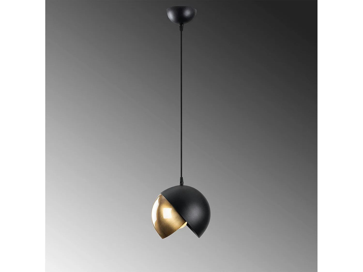 Suspension moderne noire & doré, 2 demi-sphères SILE