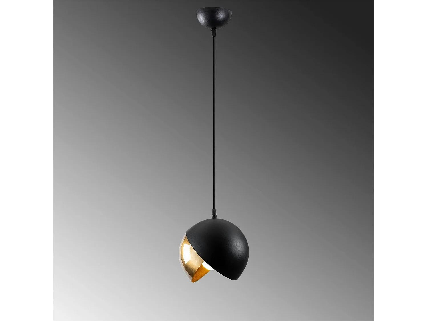 Suspension moderne noire & doré, 2 demi-sphères SILE