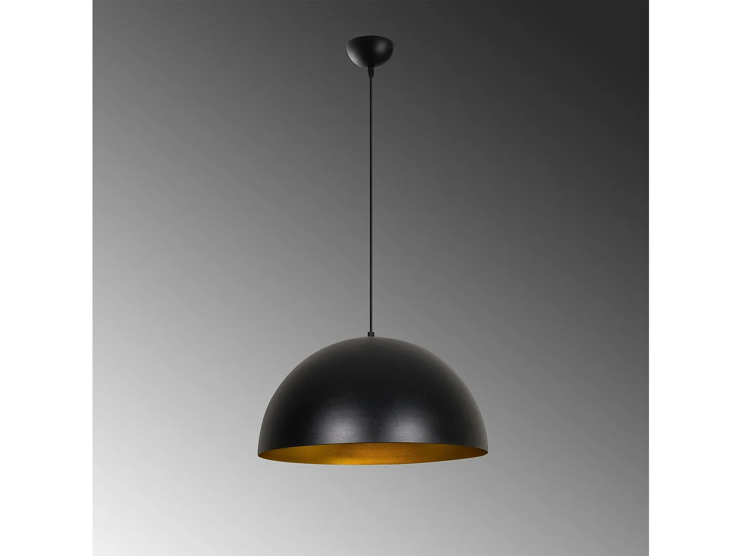 Suspension de table noire dôme intérieur doré Ø50 cm SILE