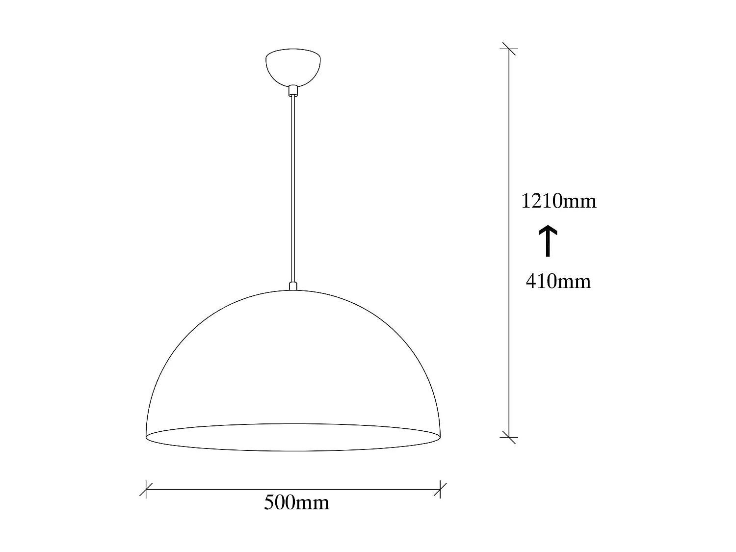 Suspension de table noire dôme intérieur doré Ø50 cm SILE