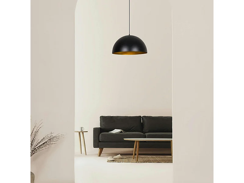 Suspension de table noire dôme intérieur doré Ø50 cm SILE