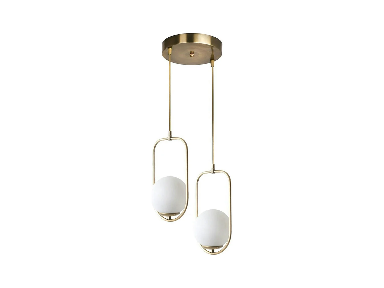 Suspension design dorée 2 globes blancs sur cadres SIERRE