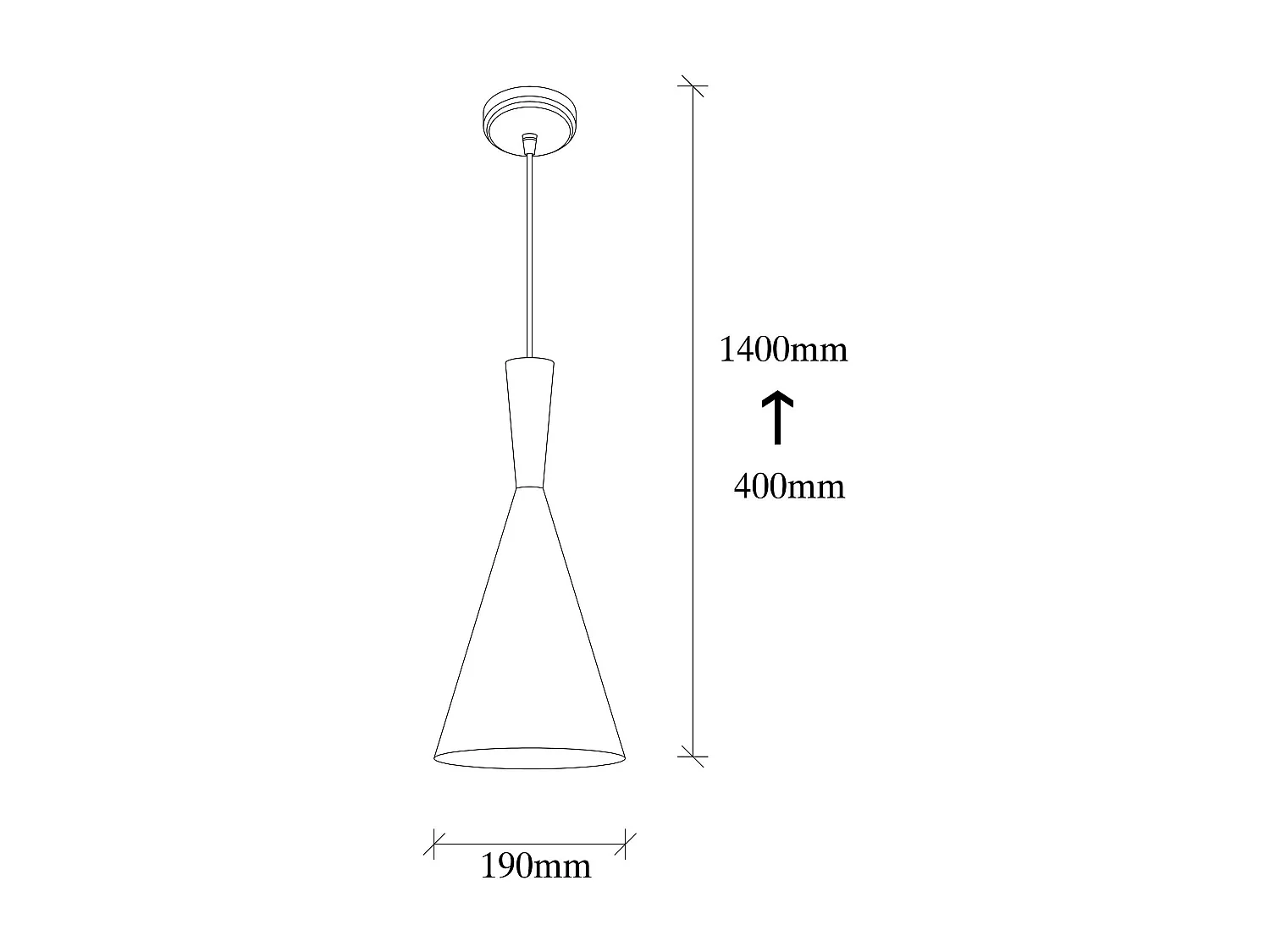 Lampe de chevet suspendue noire mat câble rouge, forme cône SILE