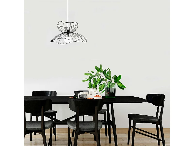 Suspension design noire filaire fleur stylisée SINOP