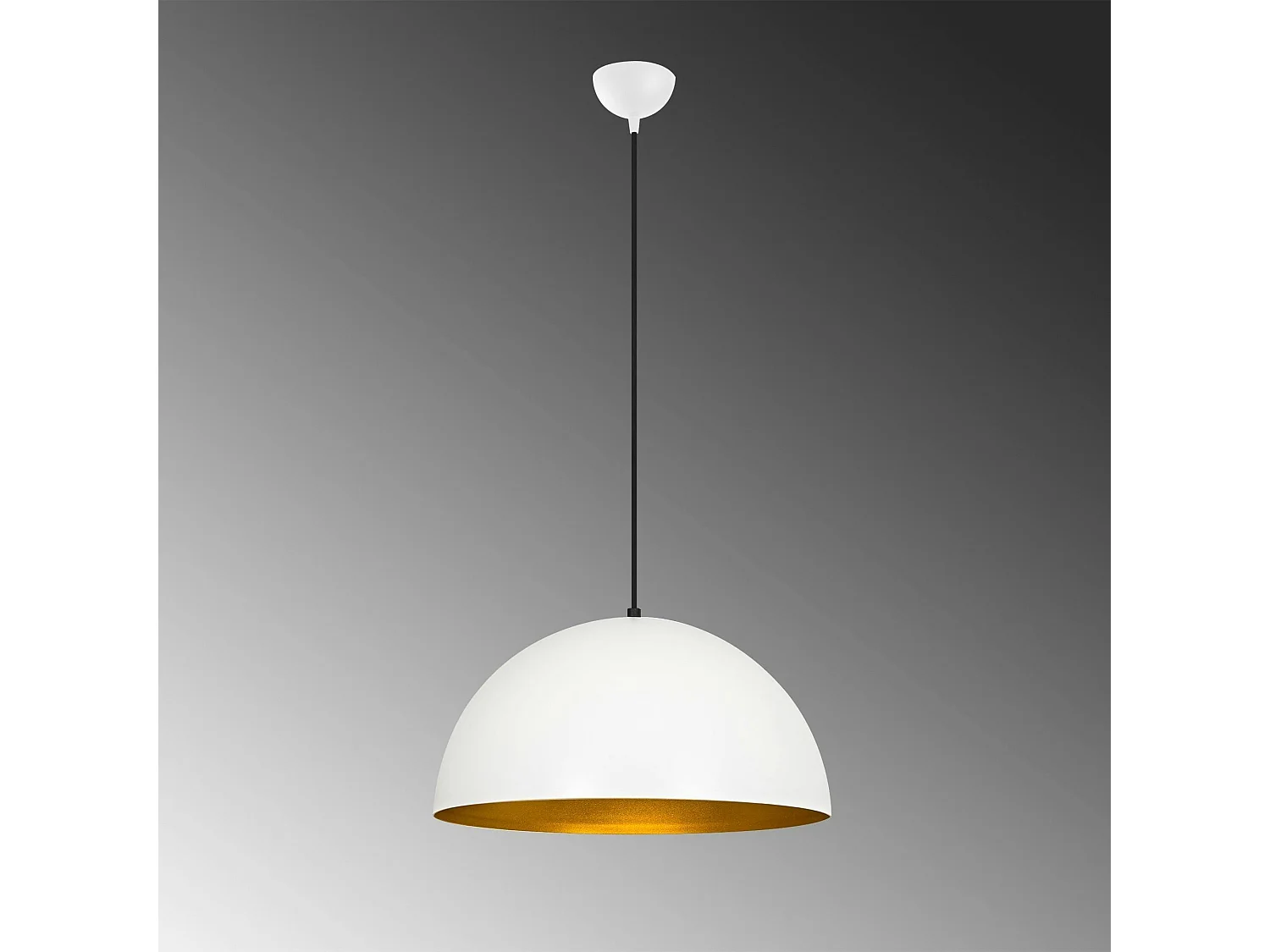 Suspension de table blanche dôme intérieur doré Ø50 cm SILE
