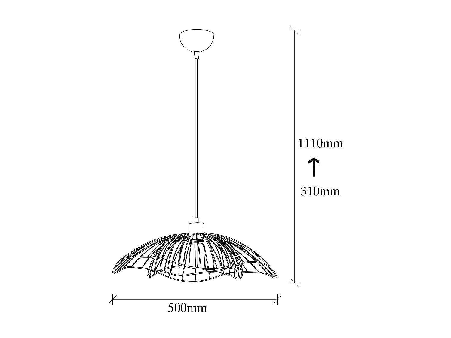 Suspension design noire filaire forme fleur 50 cm SINOP