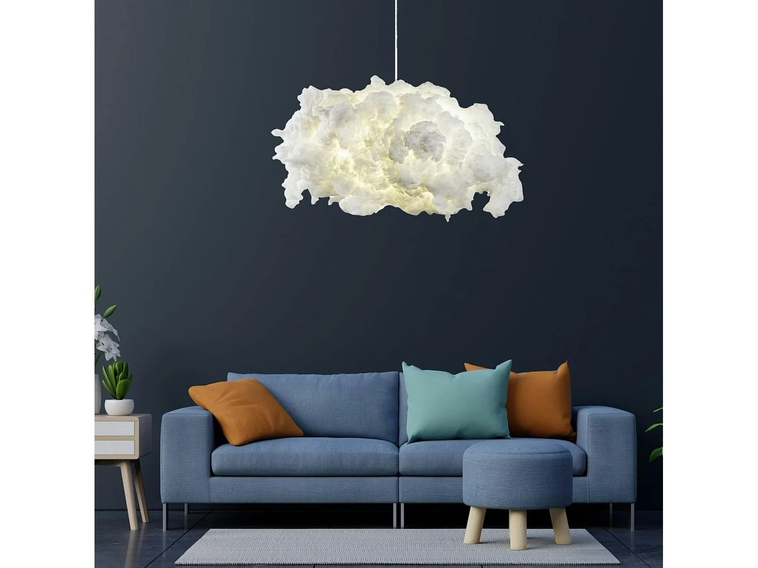 Suspension design blanche effet nuage, pour chambre SILE