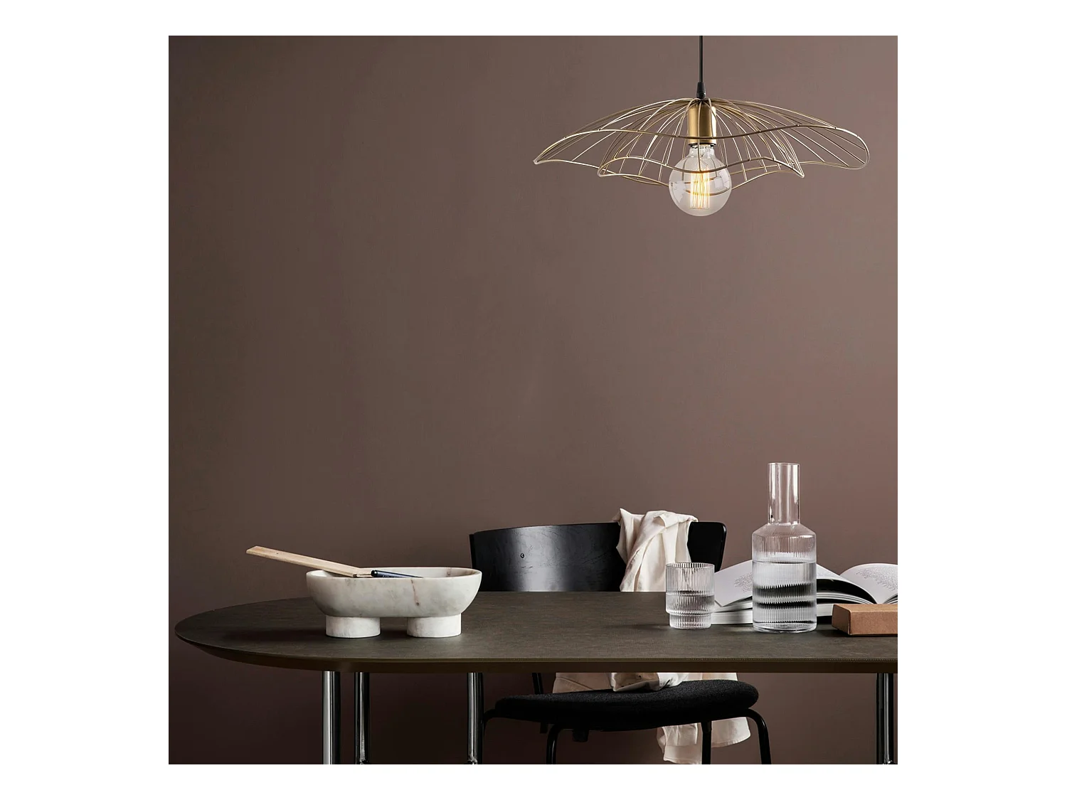 Suspension design métal doré vintage forme fleur SINOP