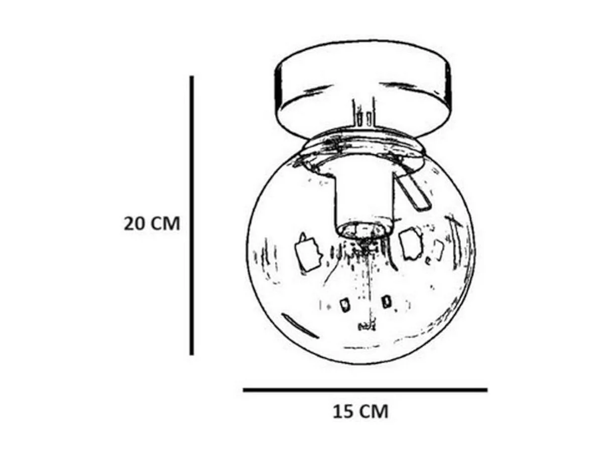 Plafonnier globe verre ambré, finition noire SIERRE