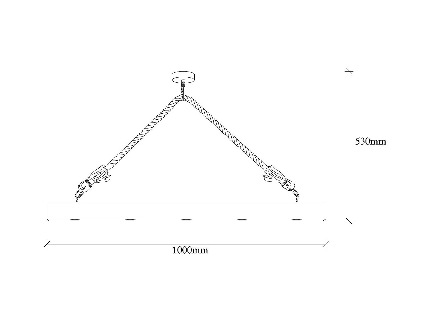 Suspension industrielle bois & corde - 5 ampoules CAMOGLI