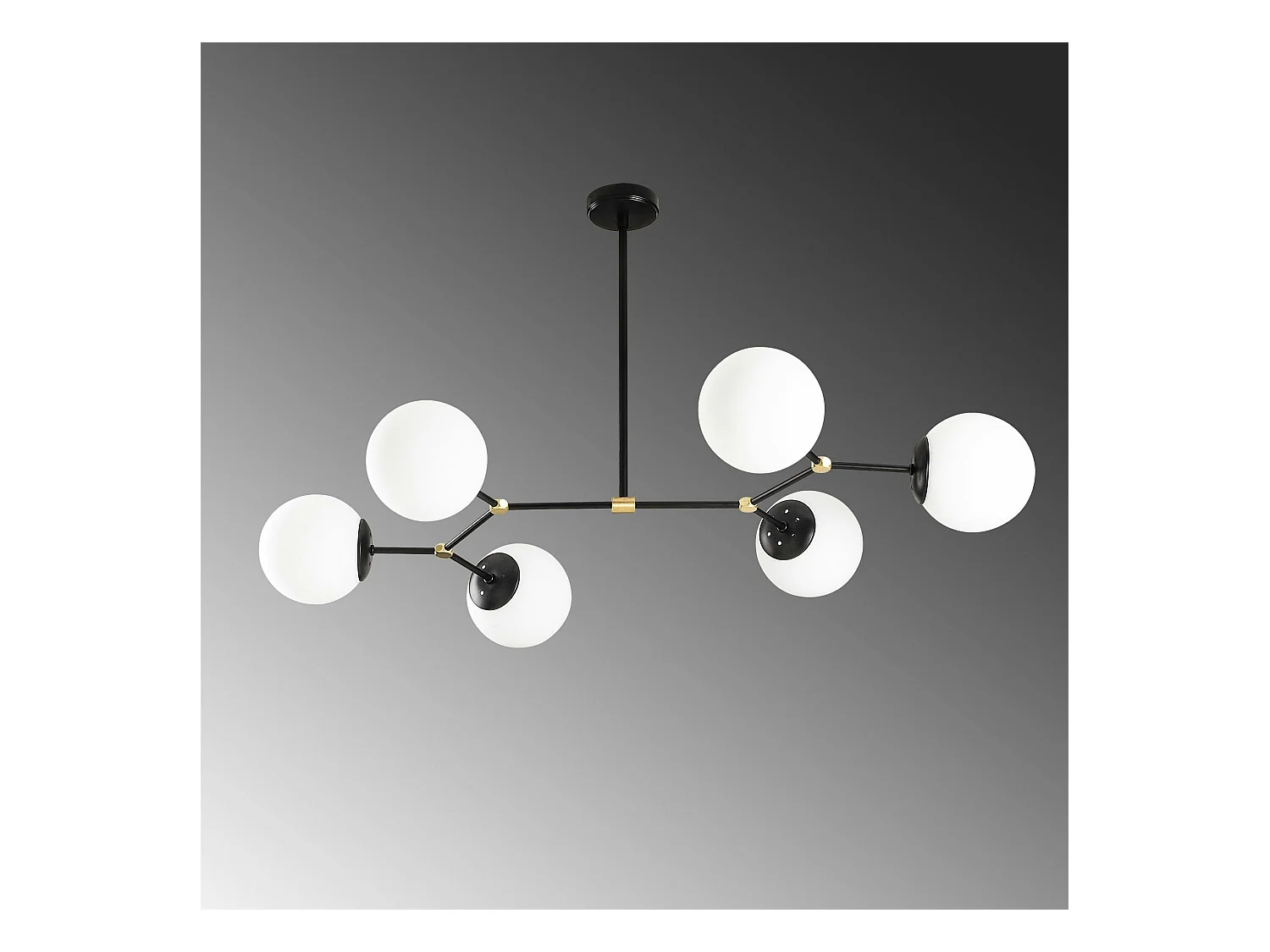 Suspension design noire 6 globes verre dépoli SIERRE