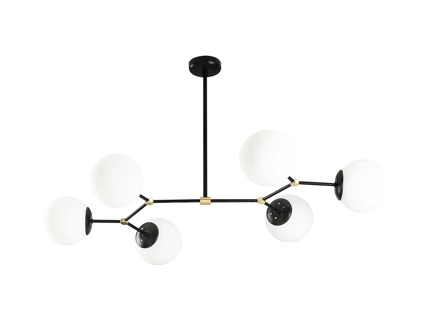 Suspension design noire 6 globes verre dépoli SIERRE