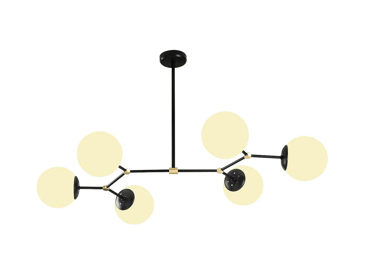 Suspension design noire 6 globes verre dépoli SIERRE