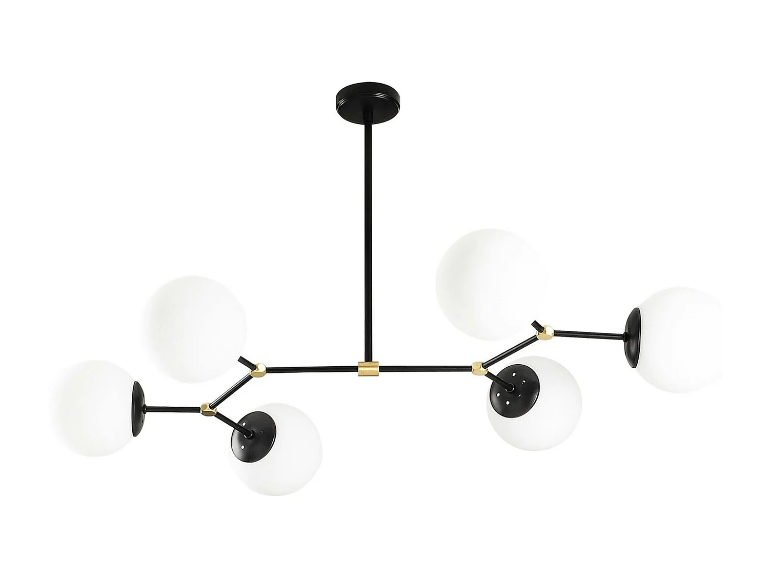 Suspension design noire 6 globes verre dépoli SIERRE