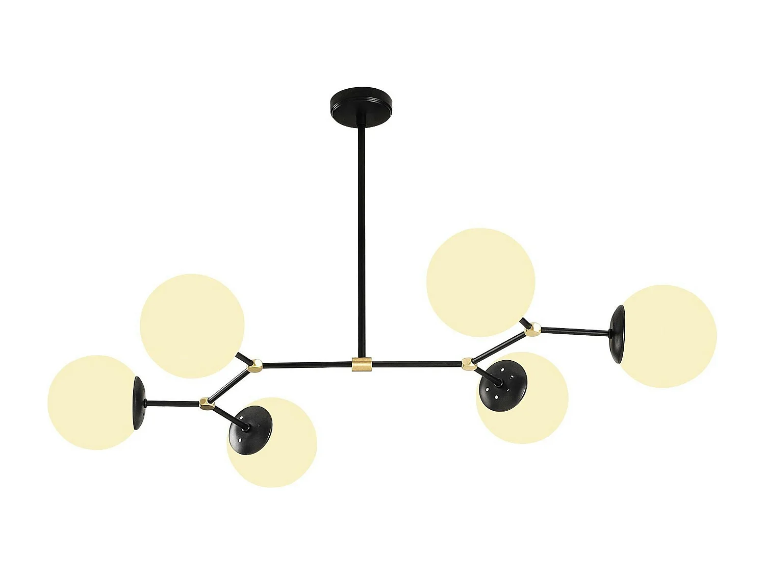 Suspension design noire 6 globes verre dépoli SIERRE