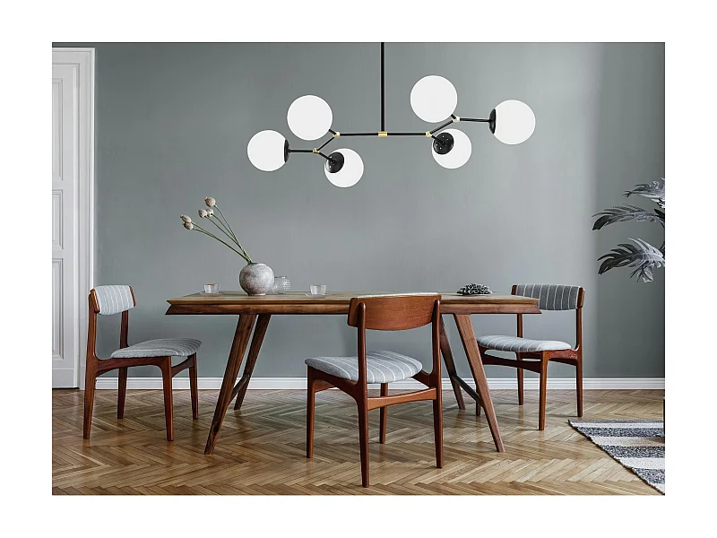 Suspension design noire 6 globes verre dépoli SIERRE