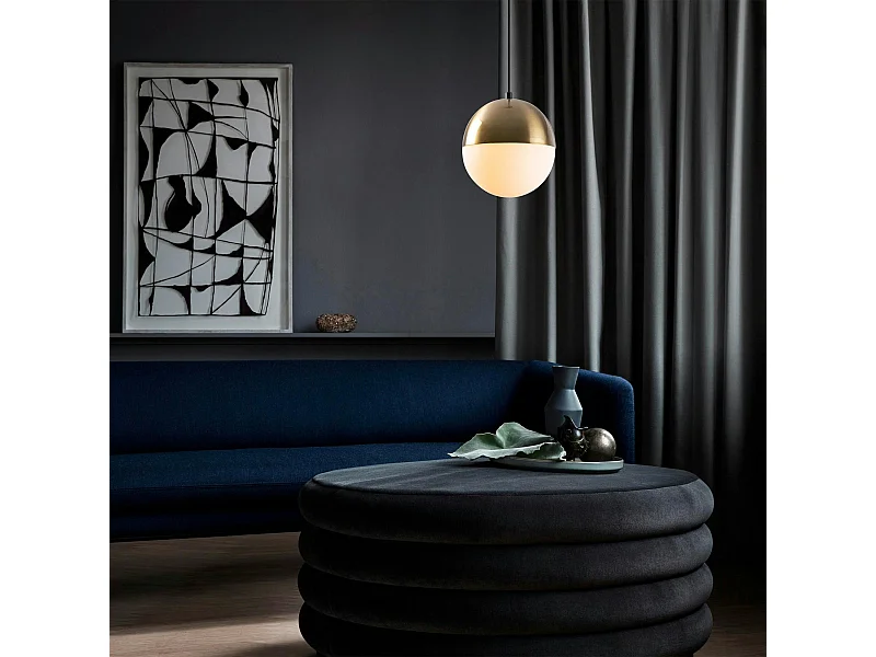 Suspension vintage globe blanc & doré Ø20 cm SIERRE