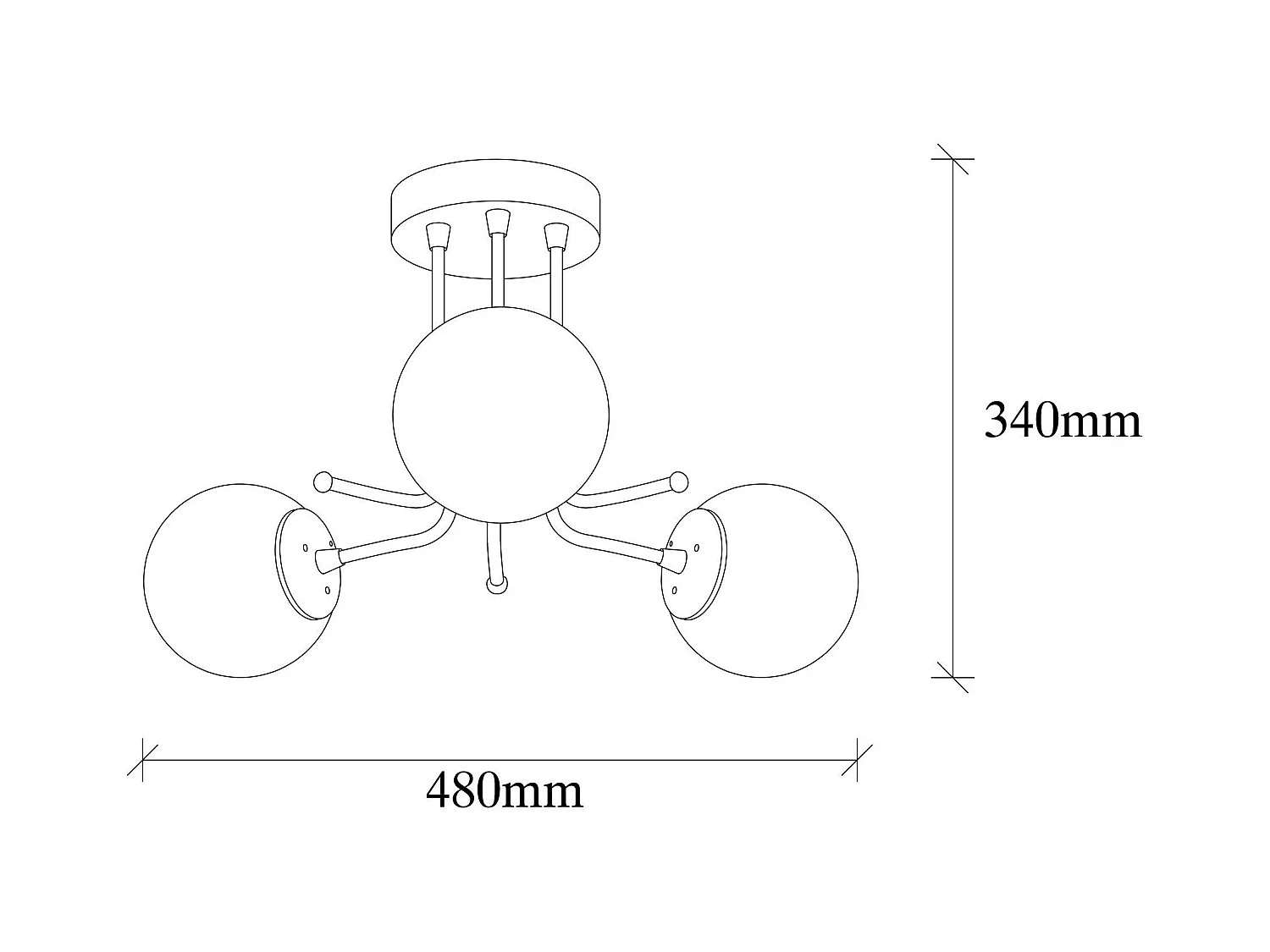 Plafonnier vintage métal doré 3 globes verre dépoli SIERRE