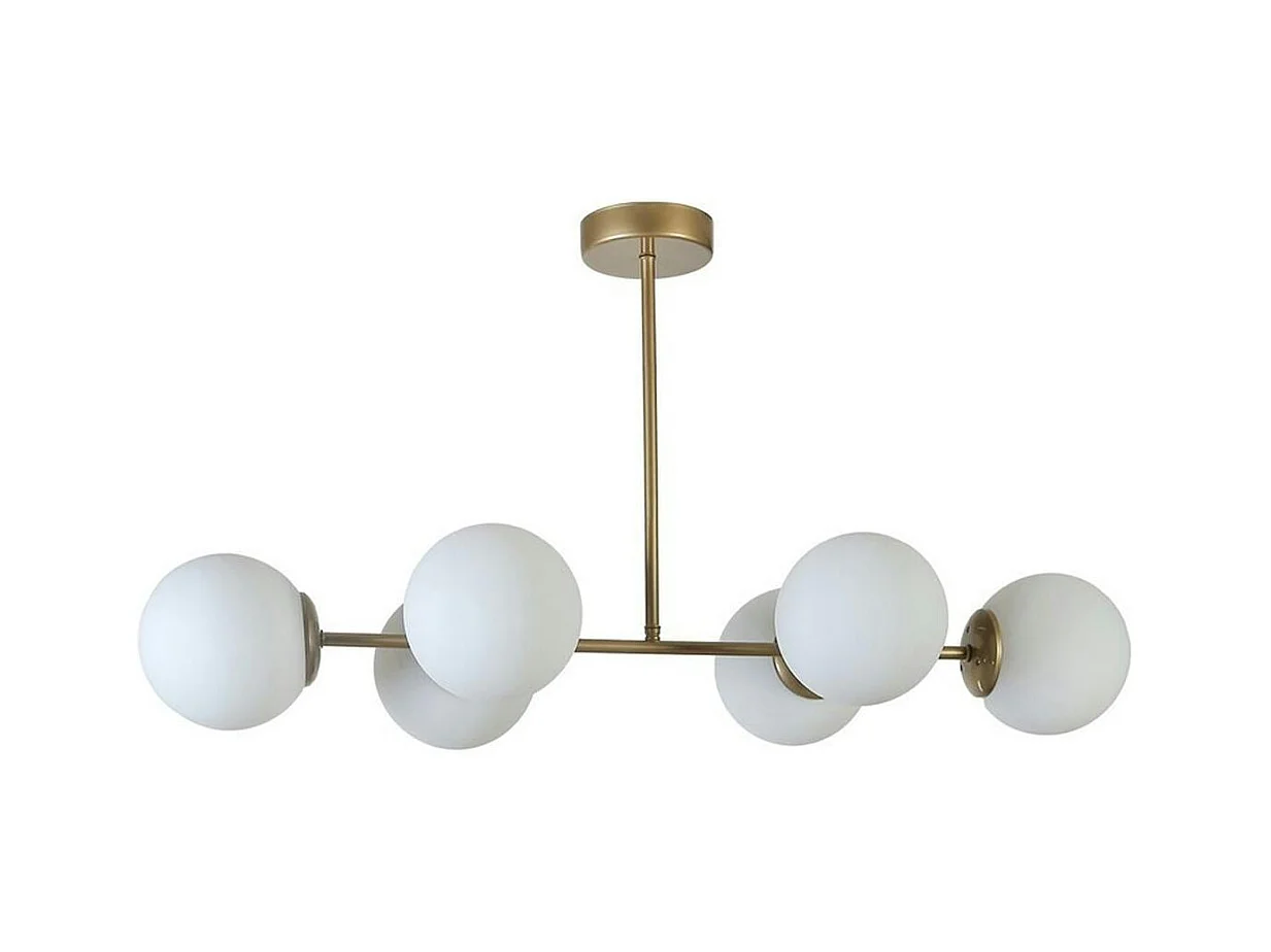 Suspension salle à manger vintage, 6 globes blancs SIERRE
