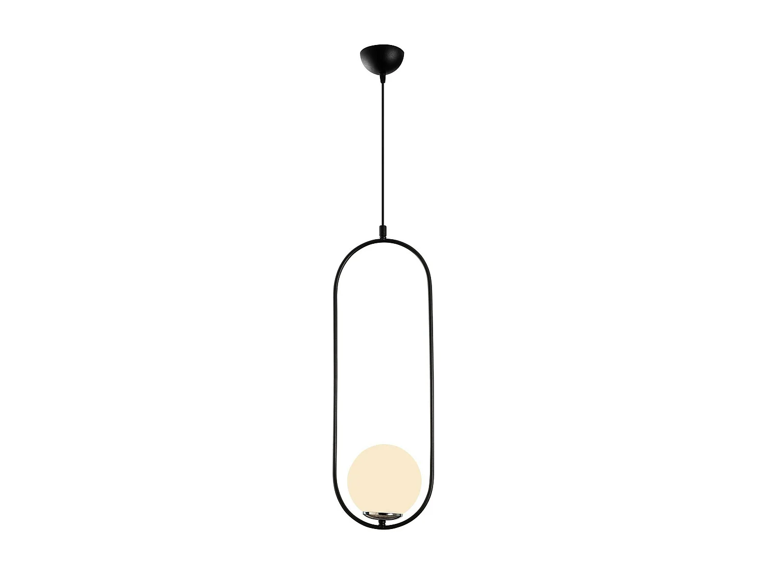 Suspension design métal noir ovale avec globe blanc AVANOS