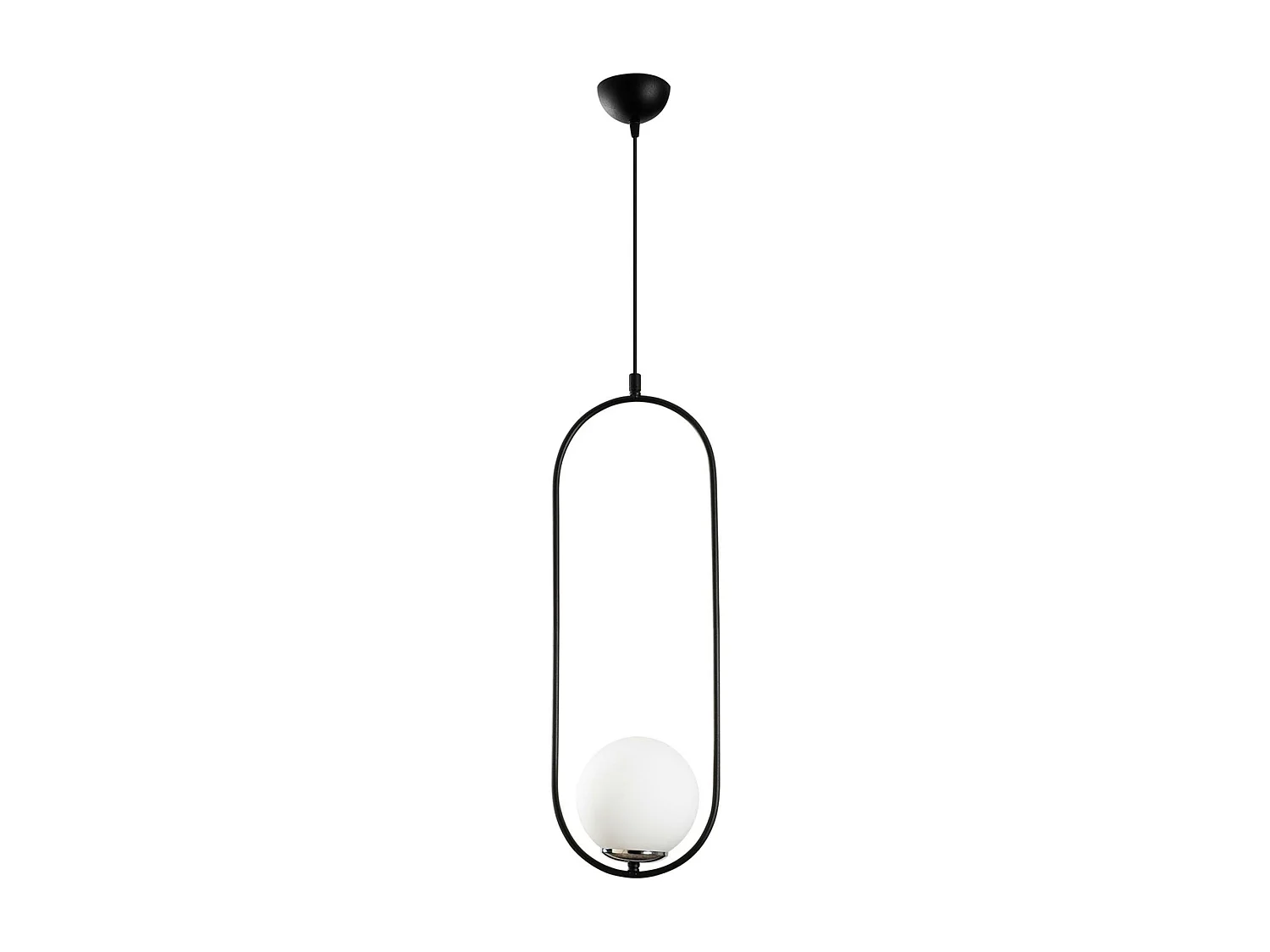 Suspension design métal noir ovale avec globe blanc AVANOS